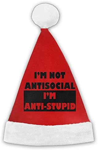 I M Not Antisocial I M Anti-Stupid Unisex Adults And Kids Christmas Hats Graphic Santa Hat