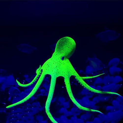 New Octopus S Yellow Aquarium Fish Tank Landscape Decoration Glow Simulation Animal Plants Ornament no.11