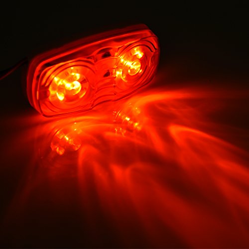 Catinbow 4" LED Marker Light Bullseye Super Bright 10 Diodes 6 Amber + 7 Red Side Marker Light Set Waterproof Trailer Marker light for Truck RV Boat 12V