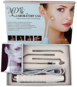 Premium Portable High Frequency Facial Machine, Neck & Decolletage, Anti Aging Device, Eliminates Wrinkles, Scar Remover, Acne, Blemish Remover, D'arsonval, Recommended By Estheticians, Beautician, Dermatologist and Plastic Surgeons, Facial Skin Care Spa Salon, Home Use