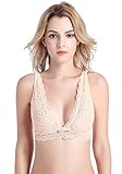 InsBuy Women's Unlined Wirefree V Neck Lace Bra
