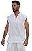 Cotton Natural Mykonos Sleeveless Drawstring Beads Shirt CN302 (Large, White)
