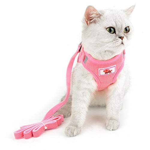 Set Pettorina E Guinzaglio Per Gatti Dooradar - Antifuga, Traspirante | Con Strisce Riflettenti | Rosa Taglia S - Foto 6