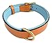 Soft Touch Collars Leather Padded Dog Collar, Large Tan with Teal Padding, Real Genuine Leather, 24