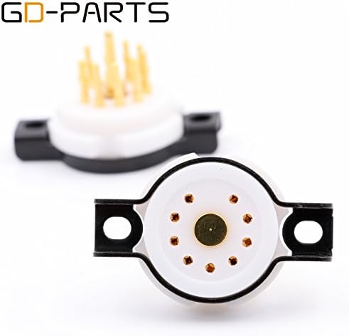 GD-PARTS EIZZ Miniature 9pin Teflon Vacuum Tube Sockets For 12AX7 12AT7 12AU7 EL84 ECC82 ECC83 E88CC ECC88 6922 Pack of 2
