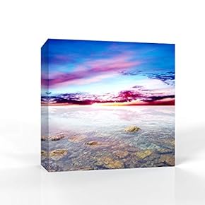 Canvas Wall Art Seaside at Dusk Pictures Home Wall Decorations for Bedroom Living Room Paintings Canvas Prints Framed - 12x12 inches