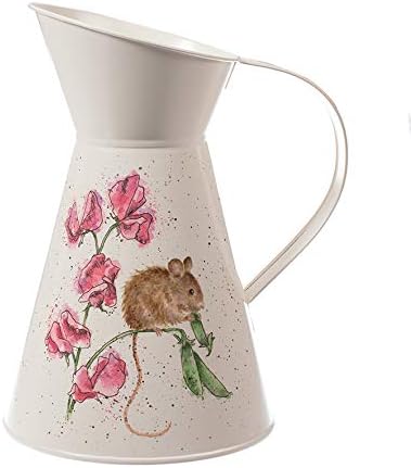 Wrendale Designs by Hannah Dale - The Pea Thief Mouse Flower Jug - 170mm by 250mm, Cream, 17cm x 25cm