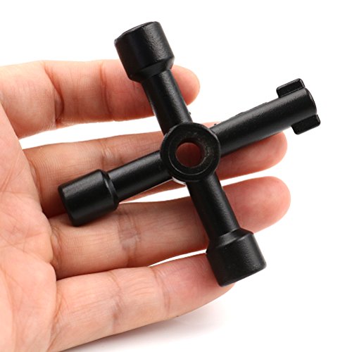 2Pcs Radiator Key Radiator Bleed 4-Way Multi-Functional Utilities Key for Electric Water Gas Meter Box Cupboard Cabinet Opening Key(Black + Silver) - Thumbnail 5