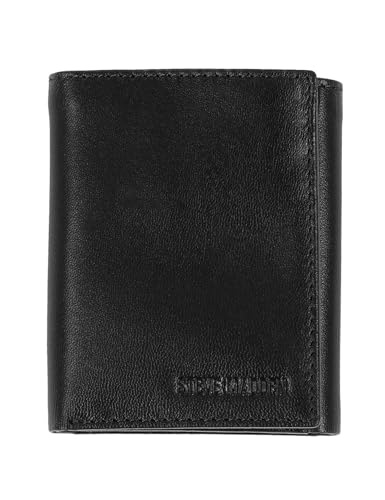 Steve Madden Cartera Triple de Cuero RFID para Hombre con Ventanas de identificación, Negro, Taille Unique