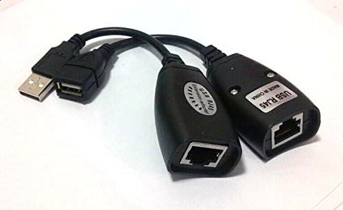 Black USB 2.0 to CAT5 RJ45 CAT6 LAN Extension Cable Extender Adapter Set