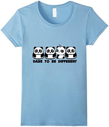 Womens Dare to Be Different Pandicorn Kawaii T-Shirt Small Baby Blue