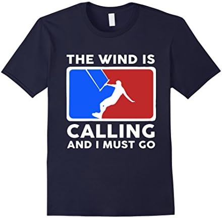 Men's Kitesurf-kitesurfing shirt-The wind calling and i must go Medium Navy