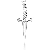 Claddagh Gold Bold .925 Sterling Silver 1-1/2" Polished Twisted Dagger Knife Pendant Necklace | Choice of Pendant Only or Chain Length