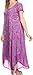 Sakkas 16800 - Sayli Long Tie Dye Cap Sleeve Embroidered Wide Neck Caftan Dress / Cover Up - Purple - OS