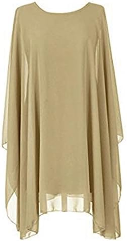 Womens Ladies Oversized Lined Plain Kaftan Chiffon Baggy Batwing Langenlook Summer Dress Tunic Italian Curved Hem Top (One Size UK 12-20 EU 40-48)