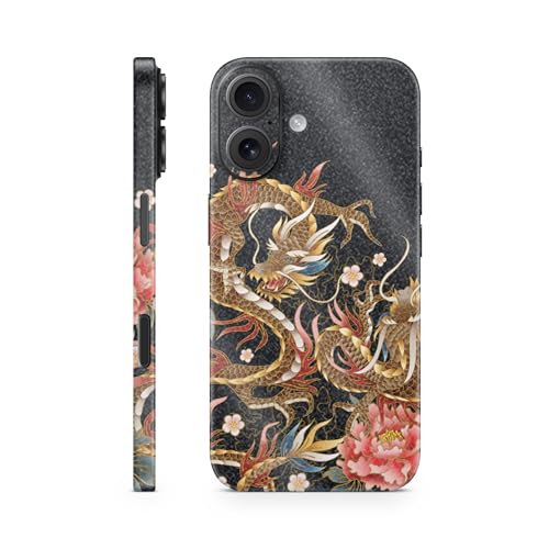 Glossy Glitter Phone Skin Compatible with Apple iPhone 16 - Stitch Dragons - Pr…