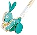 Hape Bunny Push Pal | Wooden Push-Along Bunny, Baby Walker Push Toy, Multicolor (E0358)