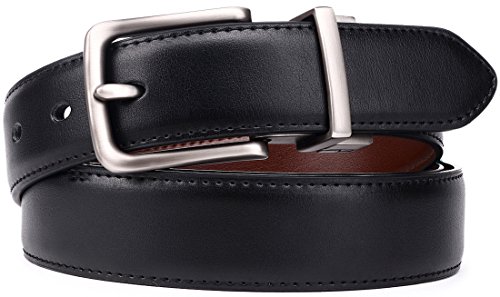 Men's Belt, Bulliant Leather Reversible Belt for Men With Single Prong Buckle in Gift Box, Trim to Fit.