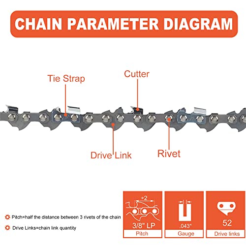 Hipa R52 Chainsaw Chain for 14" Chainsaw Chain 3/8" Pitch .043" Gauge