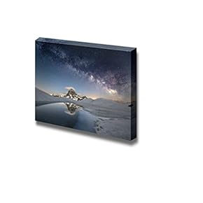 Canvas Prints Wall Art - Beautiful Night Scenery/View Milky Way Over The Mountains of Spain. | Modern Wall Decor/Home Decoration Stretched Gallery Canvas Wrap Giclee Print & Ready to Hang - 12" x 18"
