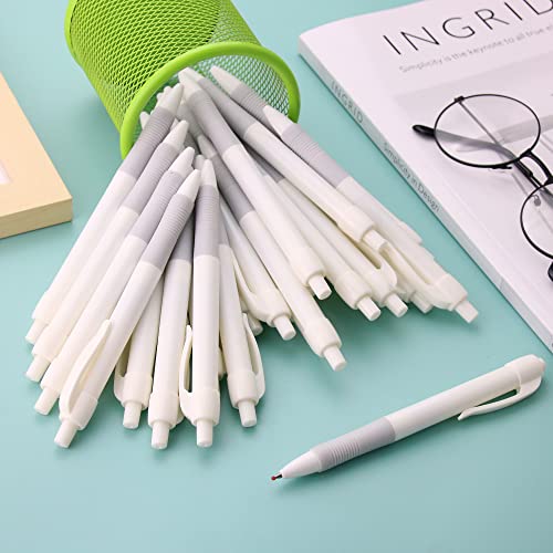 Deegtran Pens Bulk, White Barrels Gel Pens, Retractable Black Ink Pens