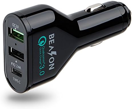 BEASON QC 3.0 USB Car Charger with Type-C &amp; PowerIQ Technolgoy, Dual AiPower Charging Ports