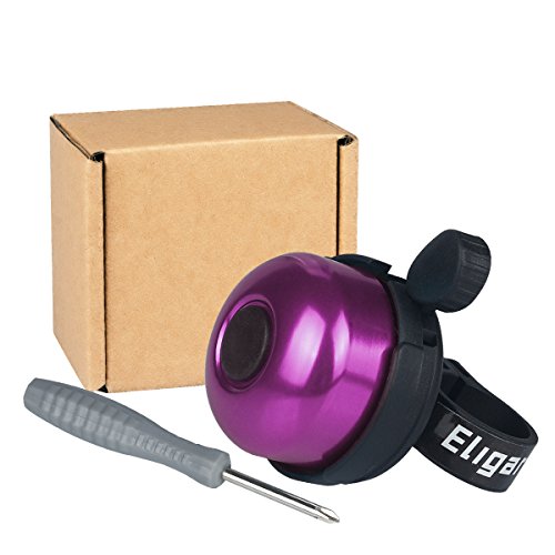 Eligara Bicycle Bell by Aluminum Alloy Bike Bell with Loud, Long, Crisp Sound for Mountain Road Electric Bike Cycle Scooter Ebike Cruiser Tricycle MTB BMX (Purple)