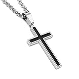 Honeystore Unisex Titanium Steel Rolo Chain Crucifix Cross Pendant Easter Prayer Necklace