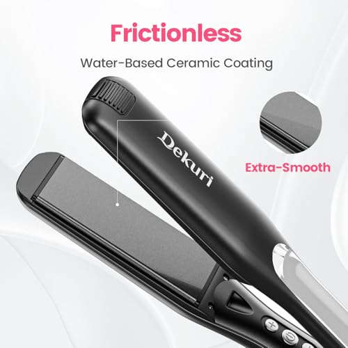 Dekuri Professional Hair Straightener, Large 42 mm Ceramic Water Based Hair Straightener with Adjustable Temperature 120°C-230°C, Black