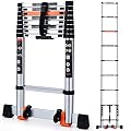 Telescoping Ladder Extension Aluminum Foldable Compact Ladder Multi-Purpose Household Daily or Emergency Use Portable Extendable Step Ladders 330 lb Large Loading Capacity