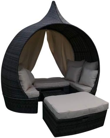 Amazon De Meinishop Poly Rattan Garten Loungeoase Zwiebel Liegeinsel Creme