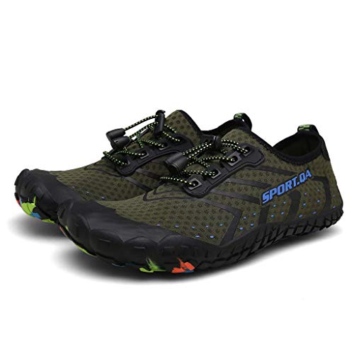Bravetoshop Mens Womens Water Shoes Swim Shoes Women Quick-Dry Barefoot Beach Surf Boat Yoga Sneakers (Green,44)