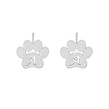 MANZHEN Puppy Dog Pet Paw Print Initial Stud