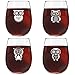 Cute Owl Wine Glass Set of 4 | Stemless Wine Glasses with 4 Unique Loveable Owls | 15 oz. Owl Decor Glasses | Makes Fun Owl for Women | Great Owl Kitchen Decor or New Home Gift Ideas | USA Made