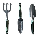 Typhon East Garden Tool Set (3 Piece) | Stainless Steel Gardening Kit | Includes Trowel, Transplant Trowel & Hand Rake | Rubberized Handles | Great Gardener Gift Idea for Women and Men