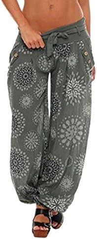 DAYSEVENTH Womens Loose Casual Print Pocket Harem Full Length Pants Trouser Wide Leggings