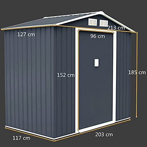 GYMAX Gartenhaus Metall, Garten Schuppen mit geräumigem Stauraum, wetterbeständiger Geräteschuppen, Gerätehaus mit… – Bild 5