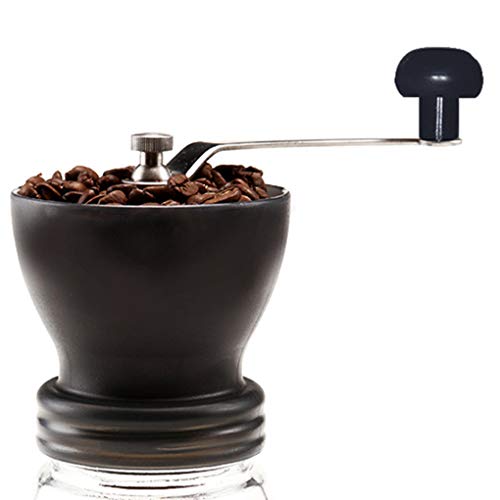 yanana Manuelle Keramik Kaffeem¨¹hle Handkurbel Kaffeebohnen Mahlwerk Maschine und Glas versiegelt Pot – Bild 3