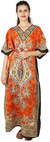 Floral Print Long Caftan Tunic Dress Maxi Kaftan Plus Size Cover up Dresses for Women