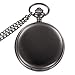 WIOR Classic Smooth Vintage Pocket Watch Sliver Steel Men Watch with 14’’ Chain for Xmas Fathers Day Gift