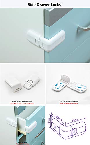 Baby Safety Kit LANEYLI Proofing Kit with Door and Cabinet Locks, Drawer Locks, Multi-use Safety Locks, Clear Corner Protectors, Outlet Covers Accident Proof Devices Tools Free No Drill Required 34Pcs