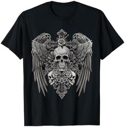 Amazon.com: Emo Y2K Grunge Alt Goth Skull Cross Wings Gothic Black
