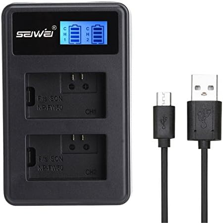 SEIWEI NP-FW50 NPFW50 USB Dual Rapid Battery Charger with LCD Screen for SONY NEX5T 5100 A6000 A33 A55 A7R