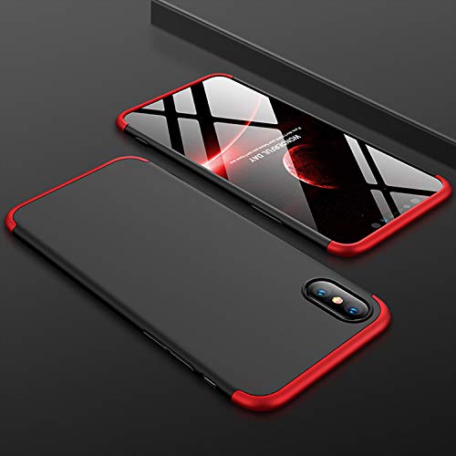 3 in 1 Hard Case for iPhone Xs,Red Black Heavy Duty PC Back Cover for iPhone X,Herzzer Stylish Ultra Thin Anti-Scratch Armour Defender Shockproof PC Case - Thumbnail 2
