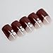 False Nails Bling Art French Fake Red Crystal Squoval 24 Acrylic Medium Tips