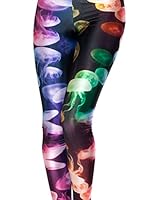 Sister Amy Women's High Waist Galaxy Printted Ankle Elastic Tights Legging Colorful Jellyfish US XXL