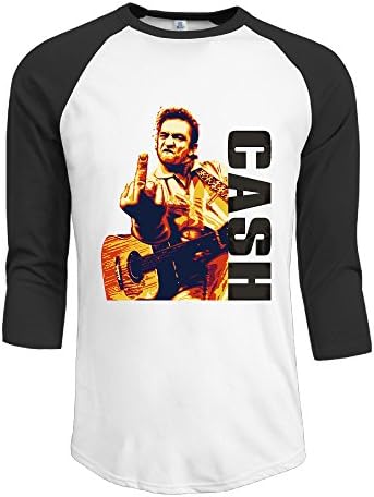 SKOMC Johnny Cash 3/4 Sleeve Baseball T-shirts For Mens Black