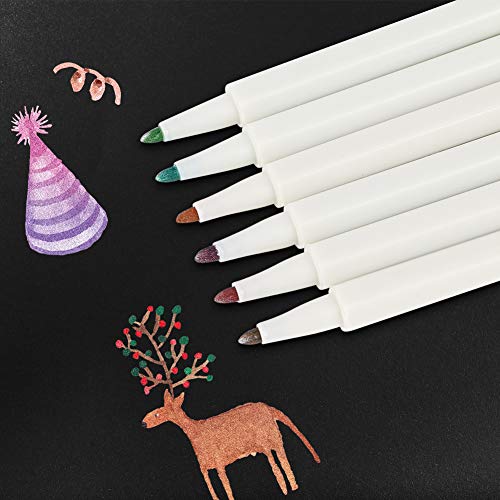 HOMVAN Metallic Marker Pens 12 Colors Markers for Scrapbook DIY Photo Album Wedding Craft Card Making Adult Coloring Books Rock Painting Pottery