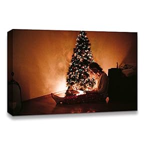 Canvas Wall Art Christmas Tree Celebration Painting Artwork for Home Prints Framed - 12x18 inches