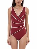 Delimira Women's Slimming One Piece Piped Plus Size Swimsuit Bathing Suit